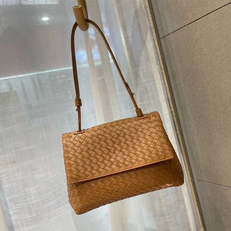 高级气质手工编织全真牛皮女包大容量单肩腋下包包外贸亚马逊批发