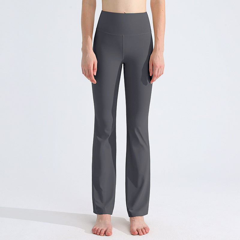 微喇叭运动瑜伽裤女高弹裸感吸湿速干健身裤高腰防卷边抑菌紧身裤