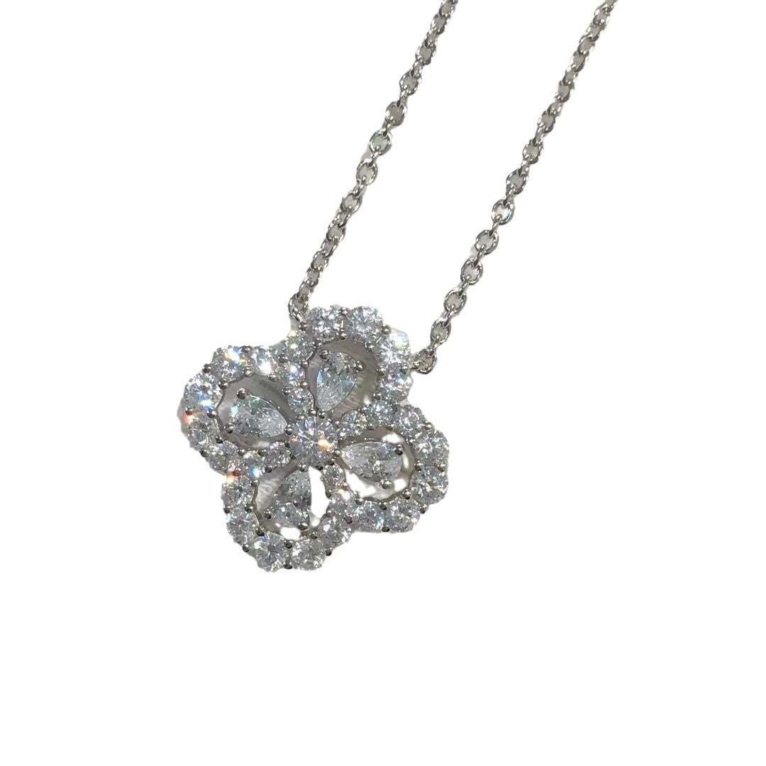 高版四叶草loop纯银项链满钻S925银轻奢小众女高级气质新爆设计感