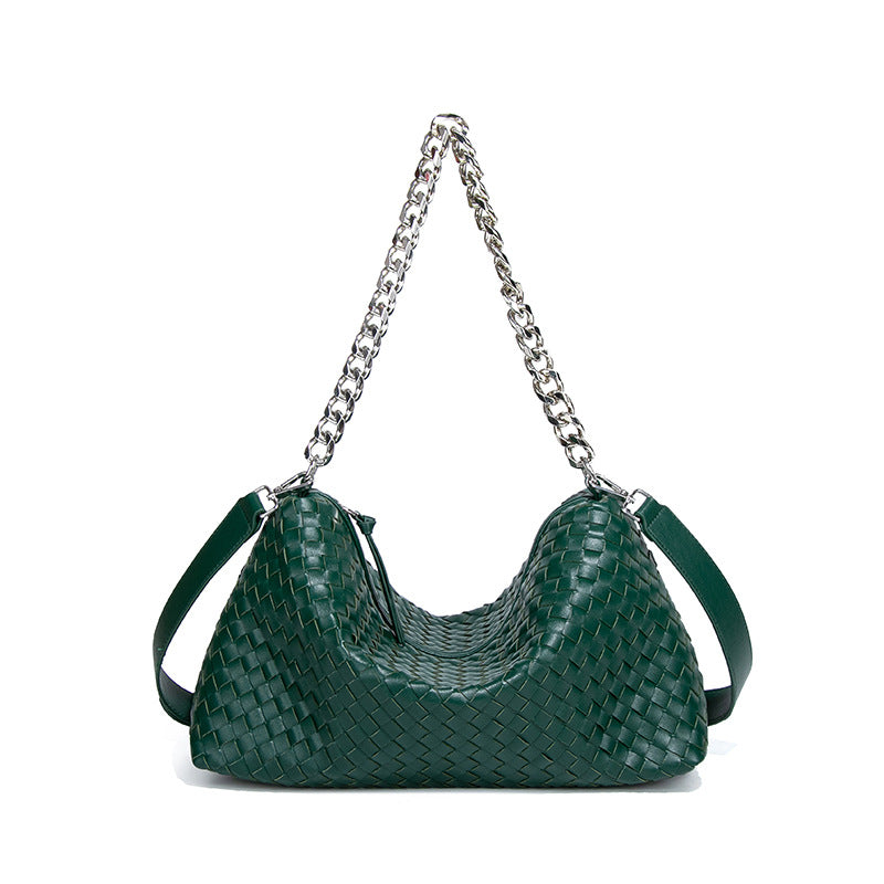 工厂2025新款手工编织包时尚链条大容量单肩腋下包个性百搭手提包