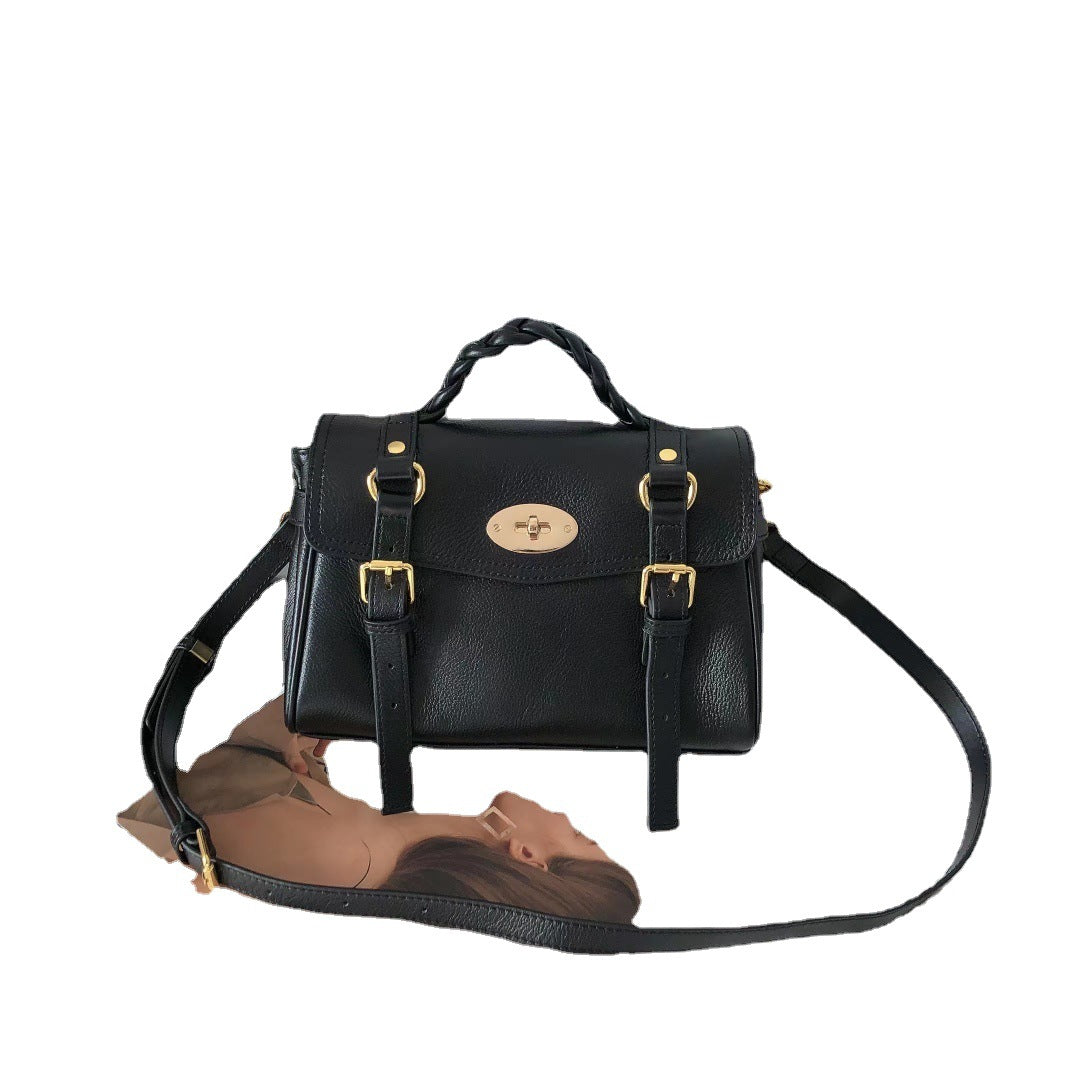 起范儿 头层黄牛皮自然摔Alexa邮差真皮通勤斜挎包百搭单肩批发