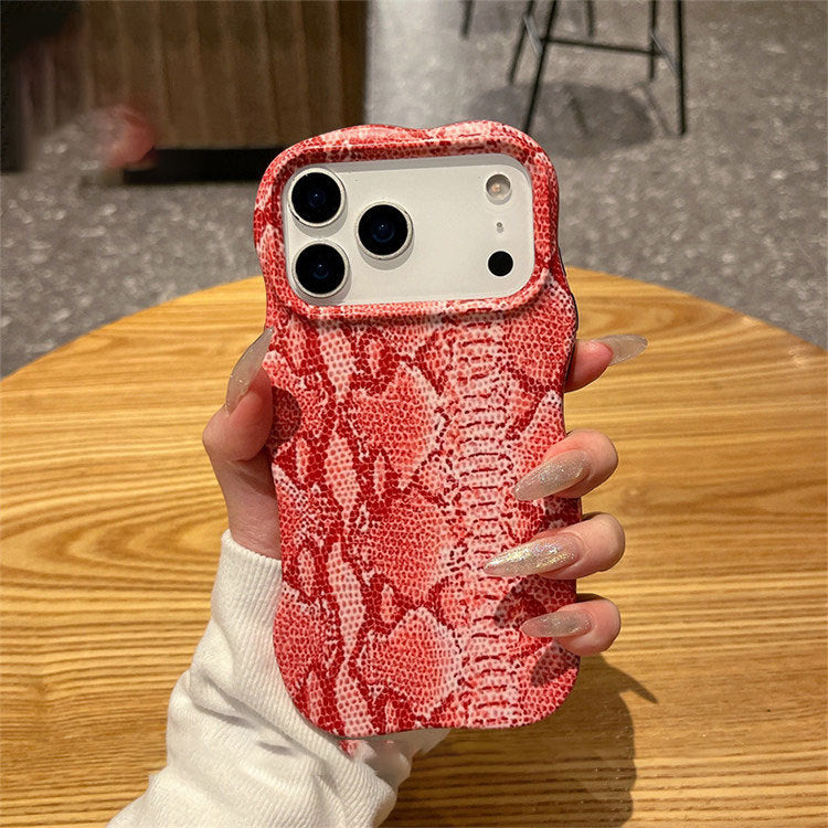 高级感蟒蛇纹适用苹果17promax手机壳iPhone16波浪菲林二合一1514
