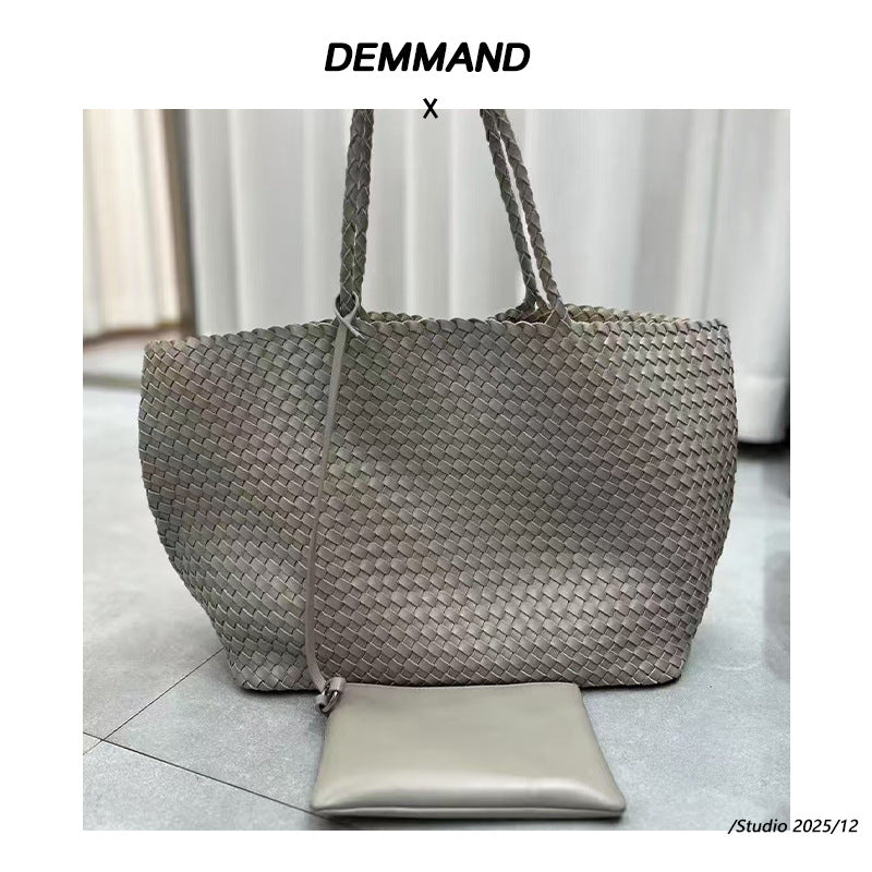 2025大容量马卡龙伴手礼女士手提包女士单肩包手工编织pvc菜篮子