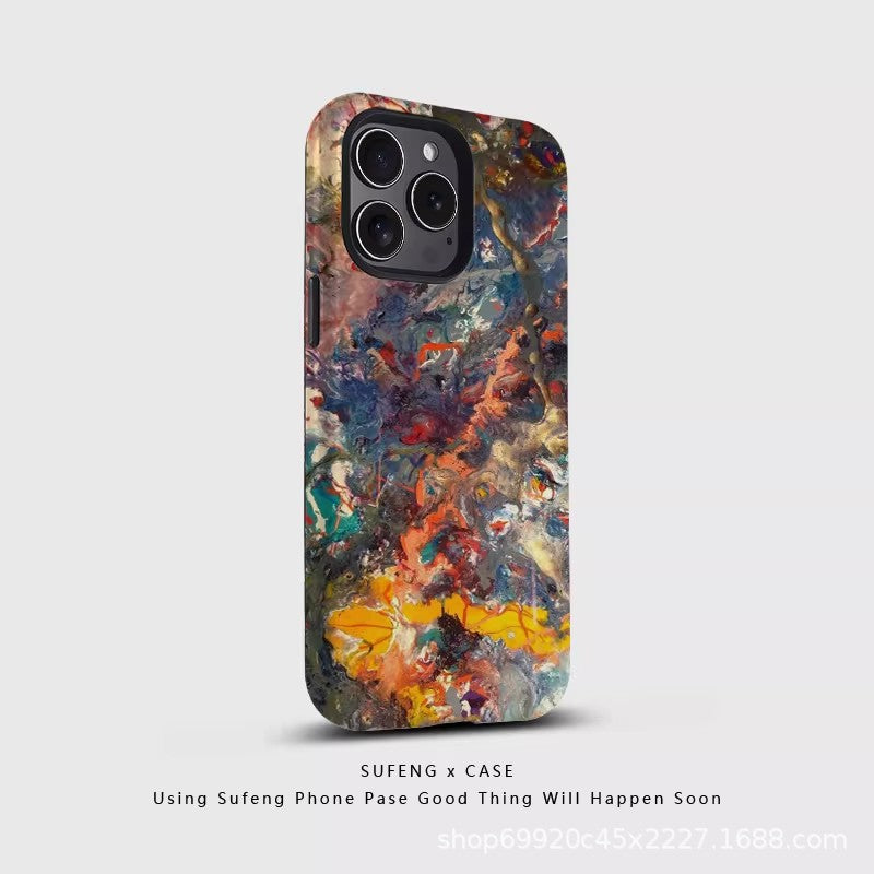 跨境涂鸦彩色水墨适用苹果17Promax手机壳iPhone16磁吸15菲林壳14