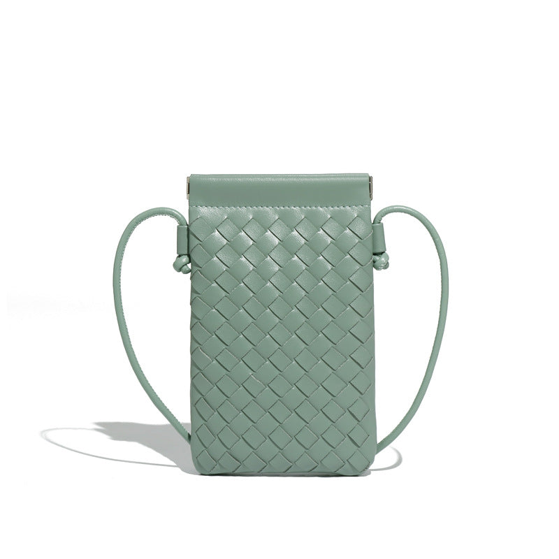 设计感竖款编织手机包定制时尚小包斜挎零钱包mini钥匙卡包单肩包