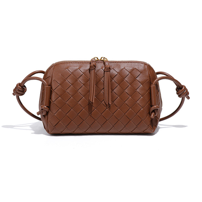 跨境新款手工编织包质感潮流百搭单肩斜挎女包时尚小众设计贝壳包