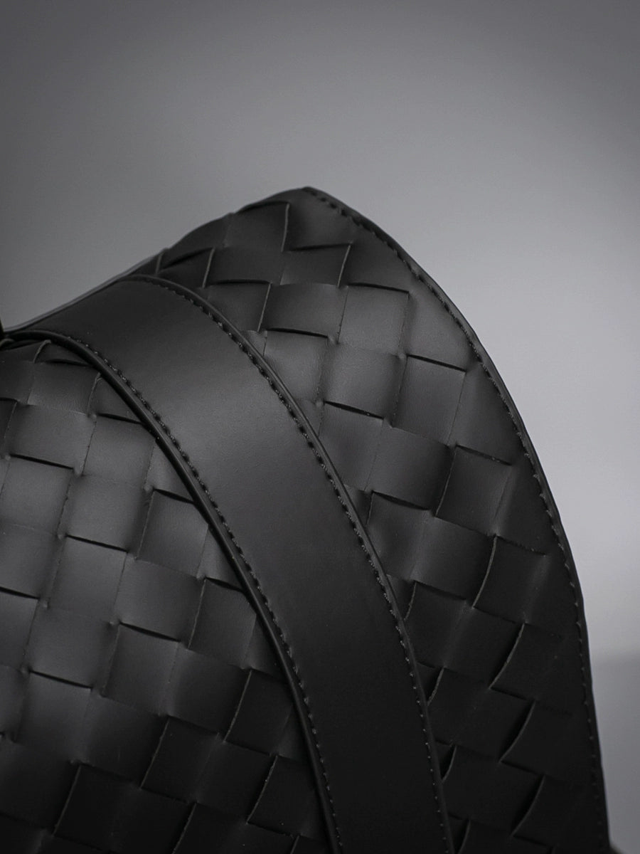 X&BV真皮双肩包男编织休闲时尚背包牛皮大容量新款男士书包电脑包