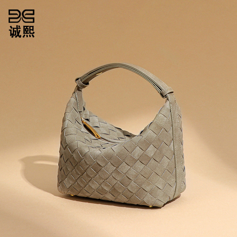 2025年秋冬新款磨砂编织手拎饭盒包小巧百搭迷你便当包手提女包包