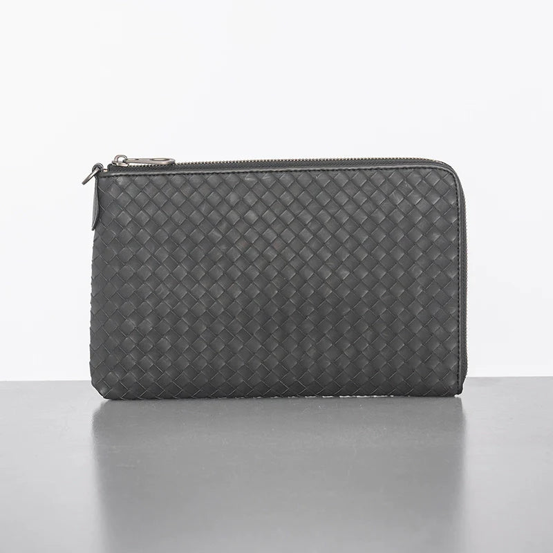 X&BV新款编织手包男真皮大容量商务休闲编织手拿包潮牌夹包手抓包