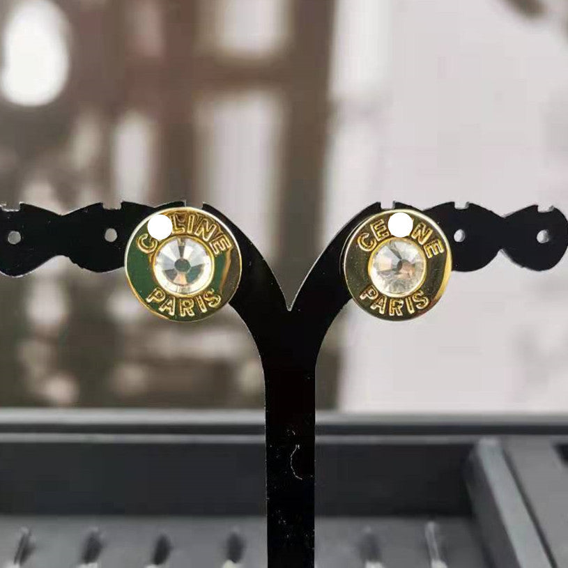 赛家新款耳环女帽子镶钻时尚气质简约冷淡风饰品圆圈水钻耳钉