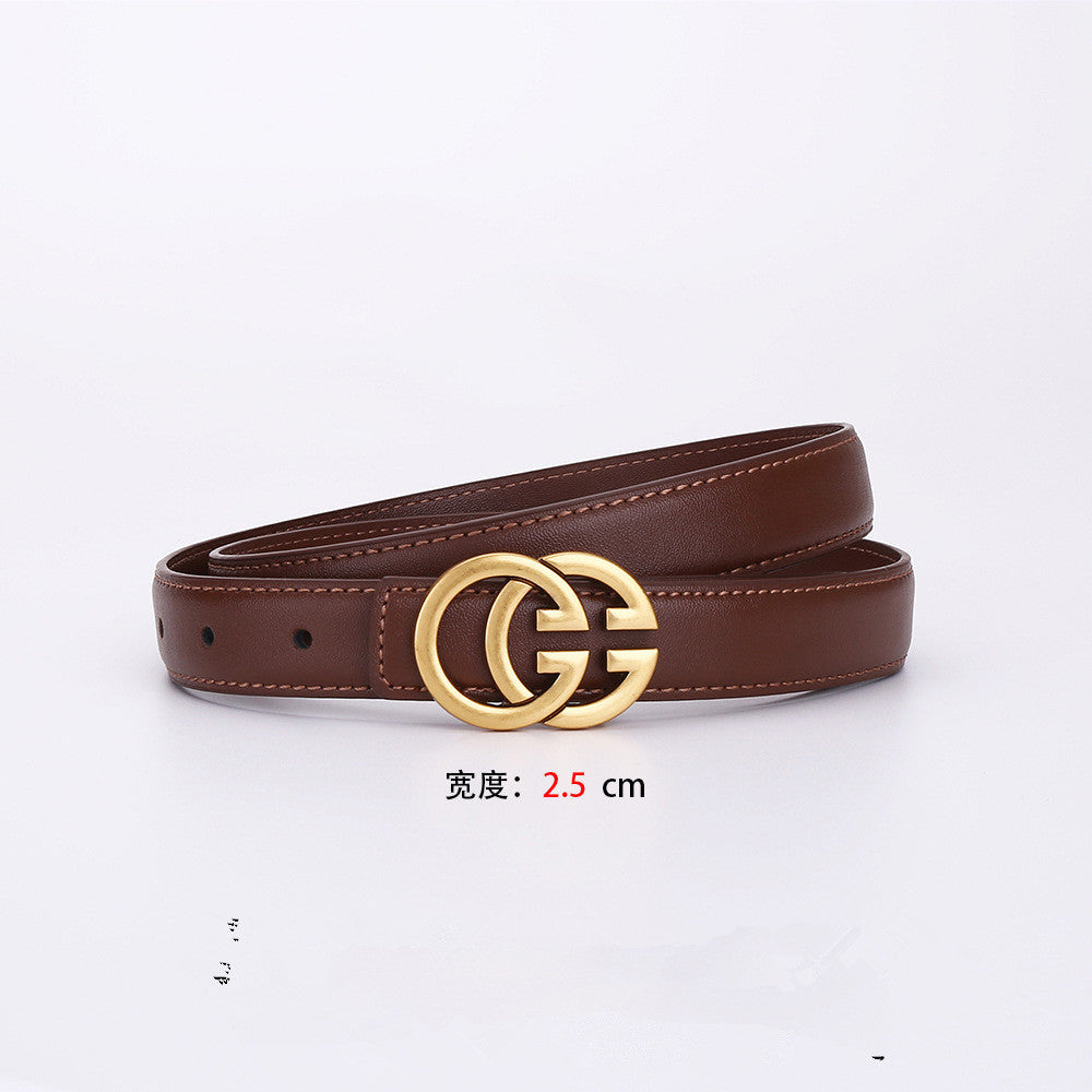 双G字母女士真皮带牛皮腰带百搭装饰商务休闲简约时尚裤带高级感