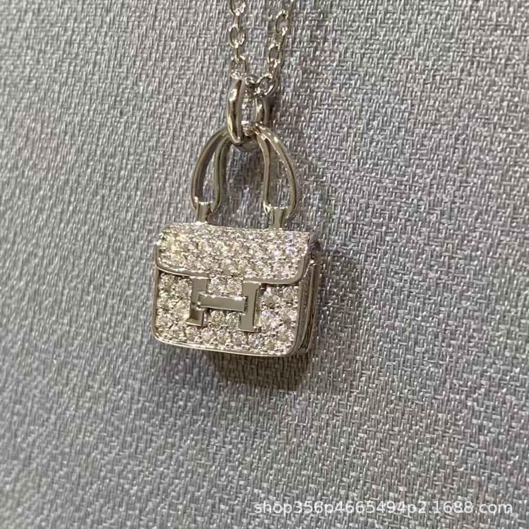 高版本爱马家新版康康包项链s925纯银新款H字母包包项链厂家直销