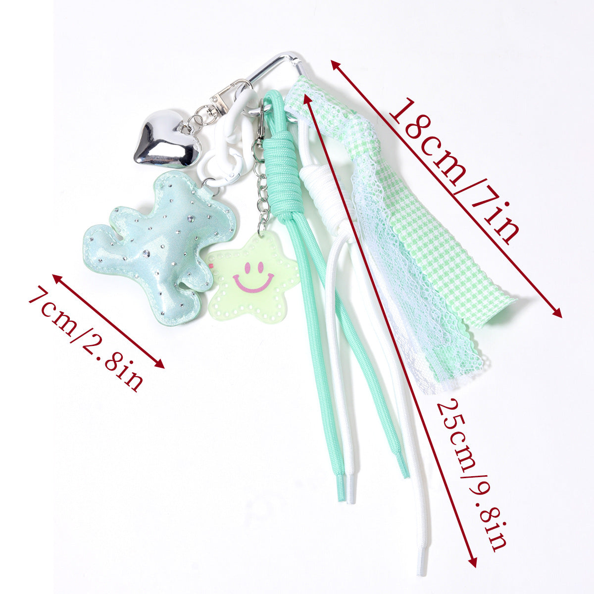 阿乌美饰品工厂跨境热销绿色钻皮小熊桃心织带包挂包包挂件挂饰