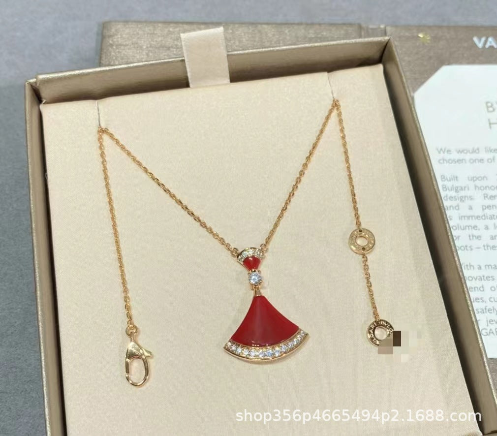 高版本Bao家小扇子项链精工CNC白贝小裙子项链S925银镀18k厚金