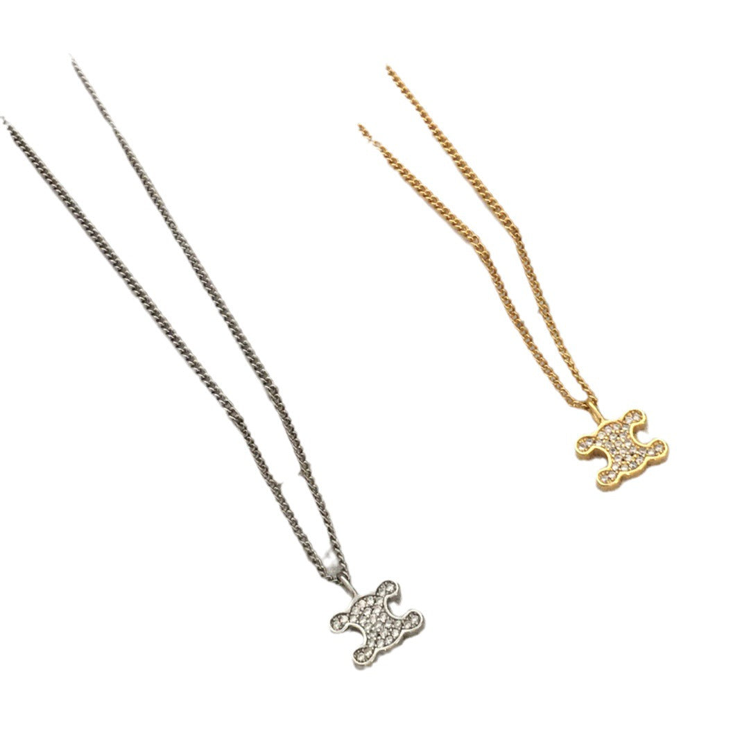 赛林家新款凯旋门满钻项链女高级感个性气质黄铜镀金锆石锁骨链