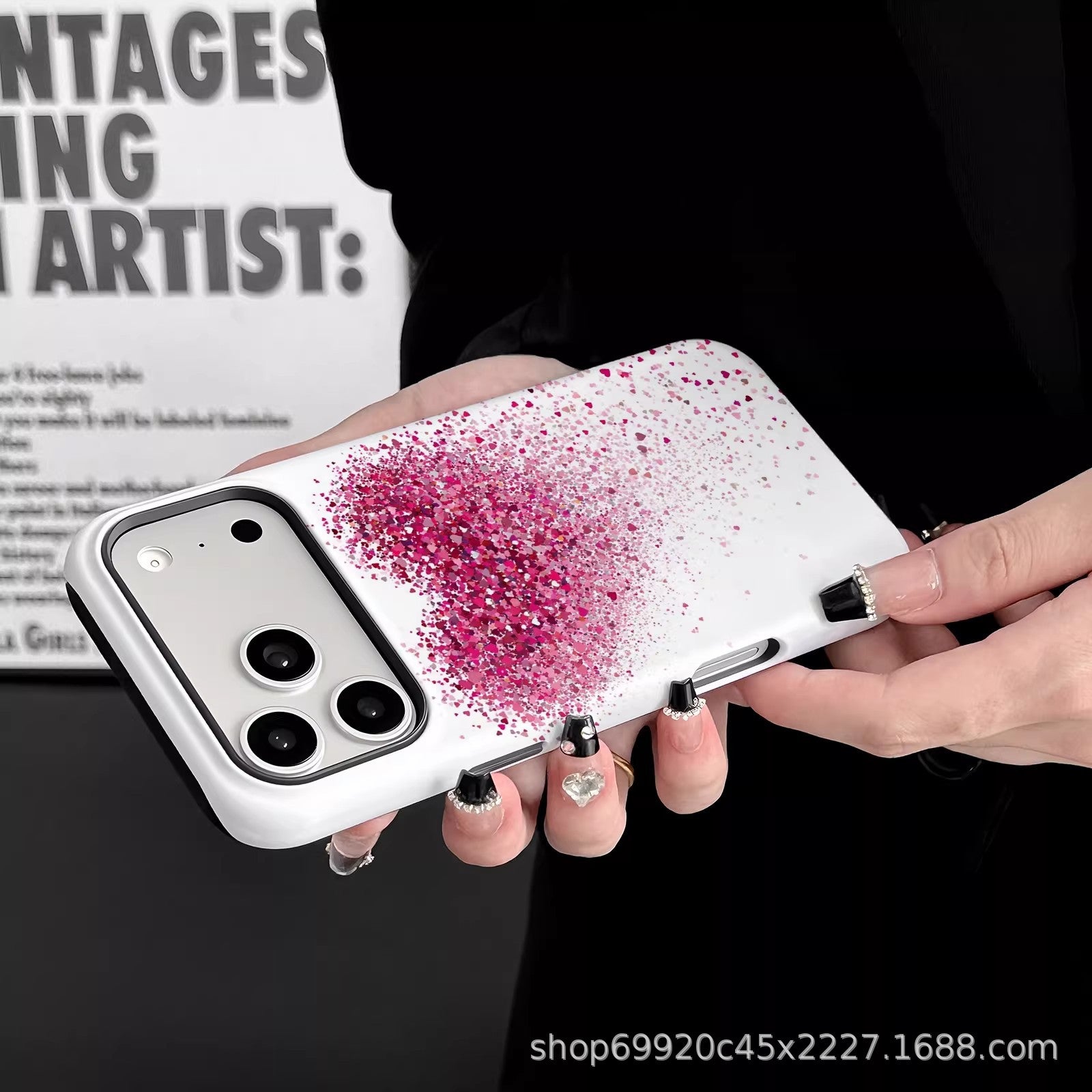 ins风璀璨爱心菲林壳适用苹果17Promax手机壳爆款iPhone16磁吸15