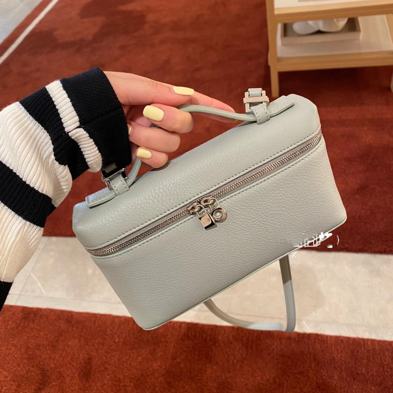 跨境LP饭盒包lp19盒子包真皮女包gigi同款piana手提单肩斜跨包女