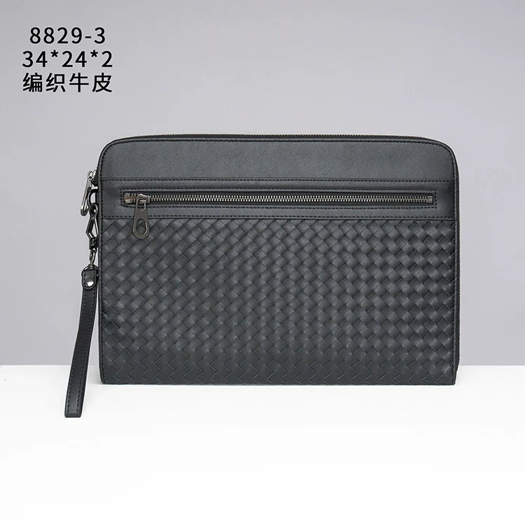 X&BV男士包包手拿包真皮休闲大容量新款编织时尚夹包手抓包手包男