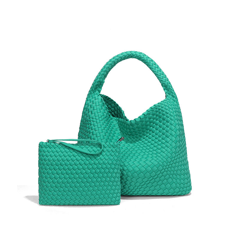 2025年流行手工编织包手提托特单肩腋下女包时尚复古潮流休闲质感