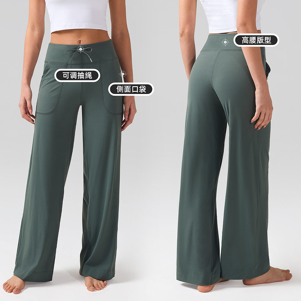 lulu阔腿运动裤女休闲速干透气健身裤磨毛裸感高腰宽松瑜伽裤30"
