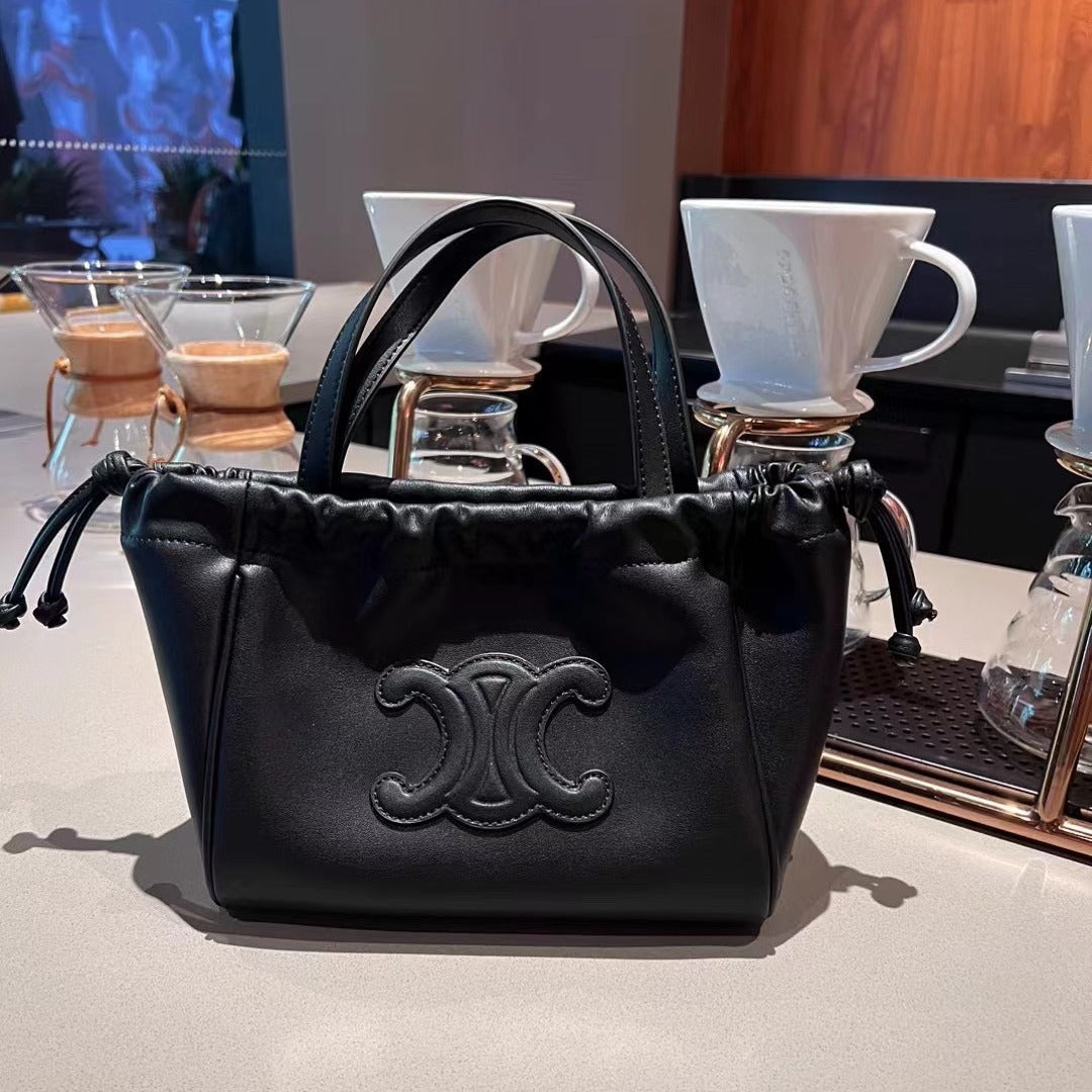 2024新款复古手提包凯旋门牛皮腋下托特包包女单肩斜挎包小众设计