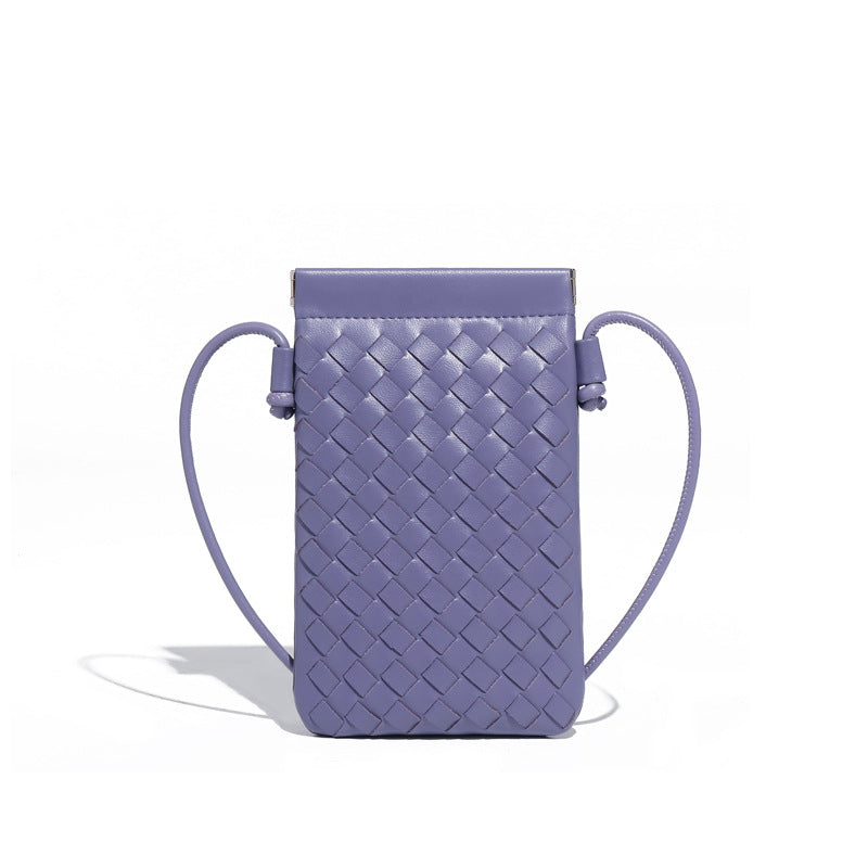 简约时尚新款迷你手机包手工编织包潮流复古小零钱包单肩斜挎女包