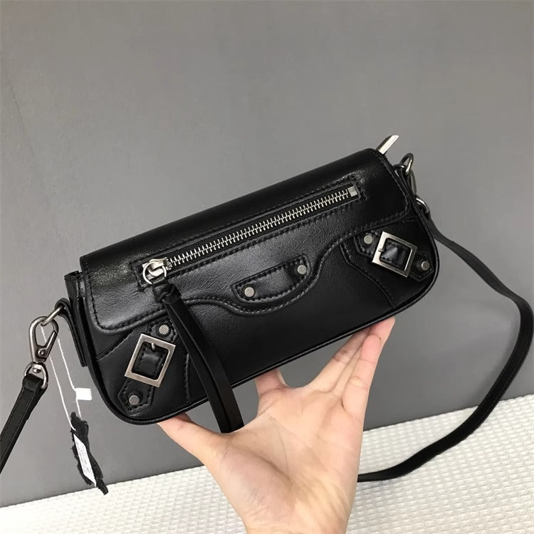 外贸大牌同款植鞣牛皮休闲时尚机车包小包包女新款潮单肩斜挎包