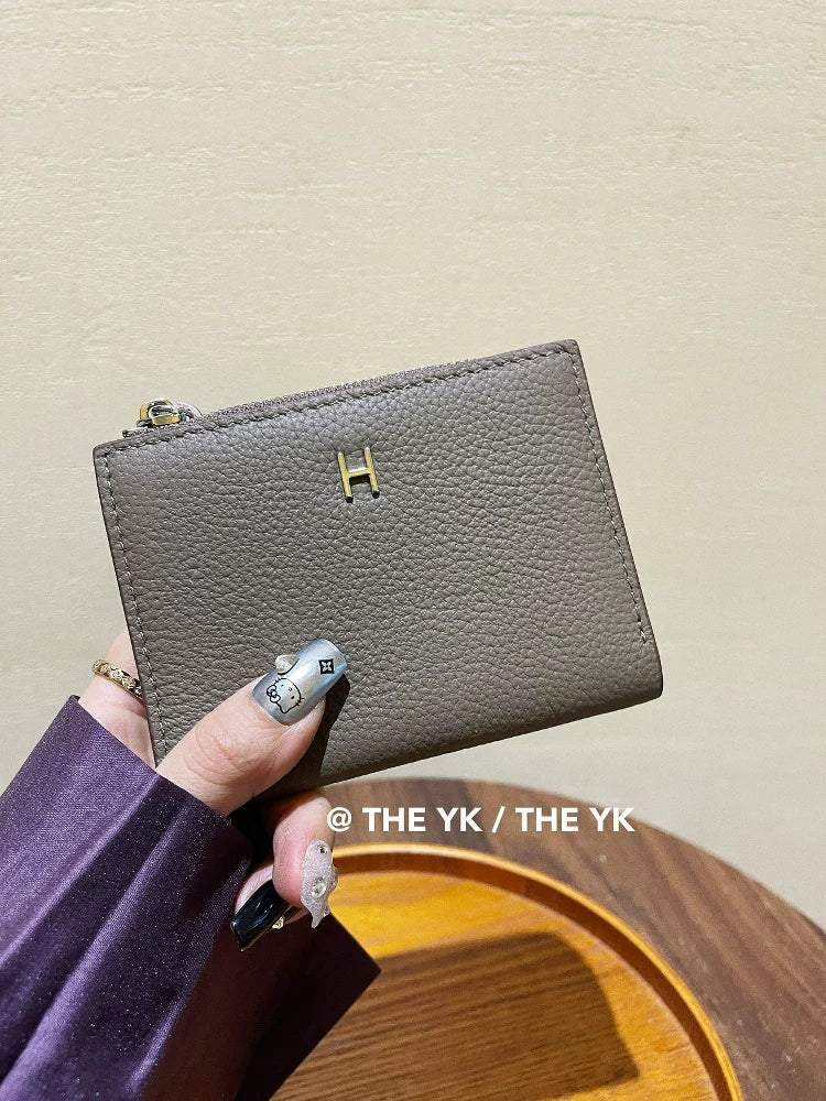2025新款H扣短款钱包女小巧精致零钱包硬币包搭扣卡包证件包一体