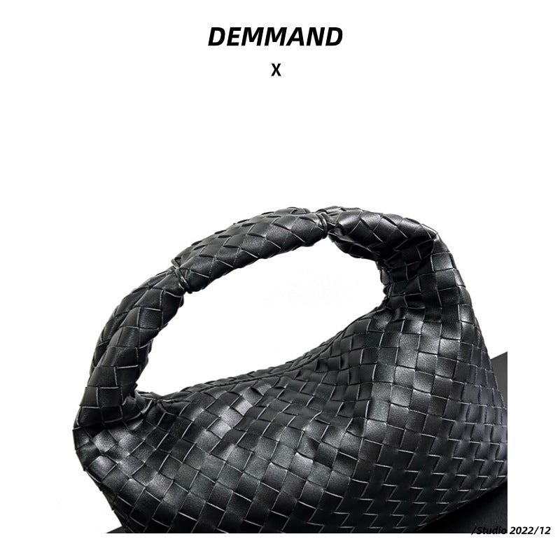 新款2023编织托特包秋冬大容量通勤包真牛皮单肩腋下包时尚手提包