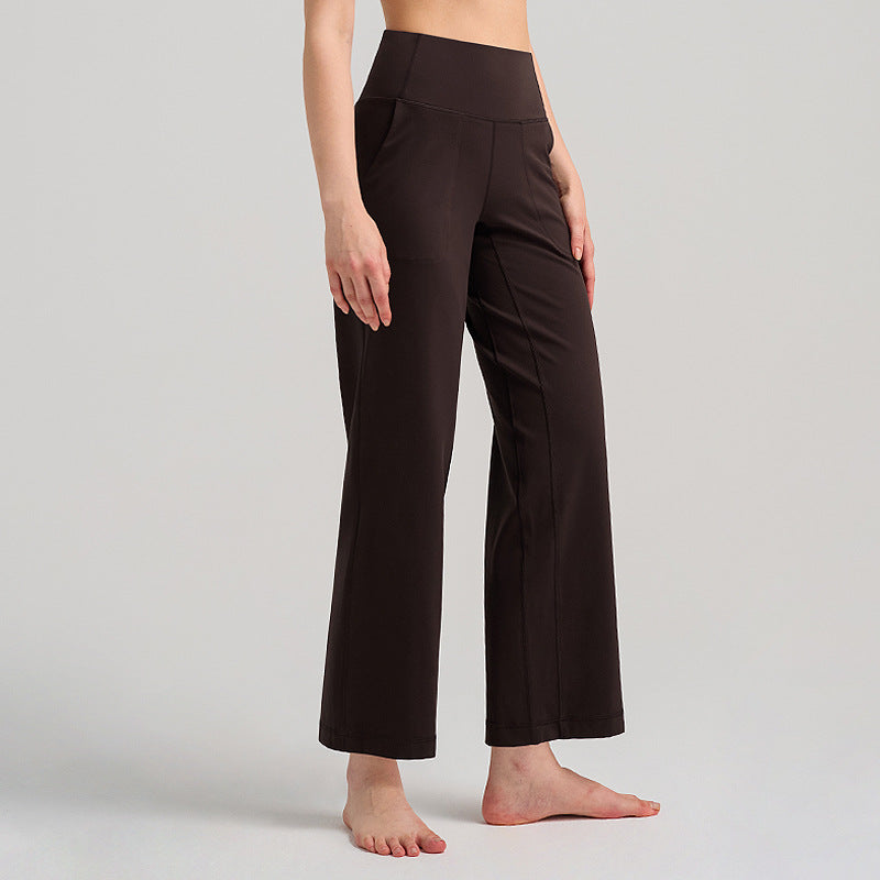 INFLACHI阔腿运动裤女直筒宽松高腰休闲裤裸感透气瑜伽健身裤28"