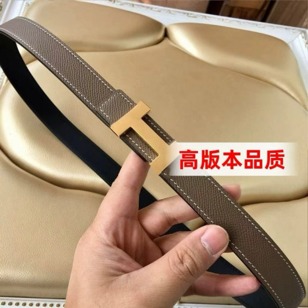 H扣女士皮带端真皮双面商务休闲牛仔裤腰带高级感新款头层牛皮