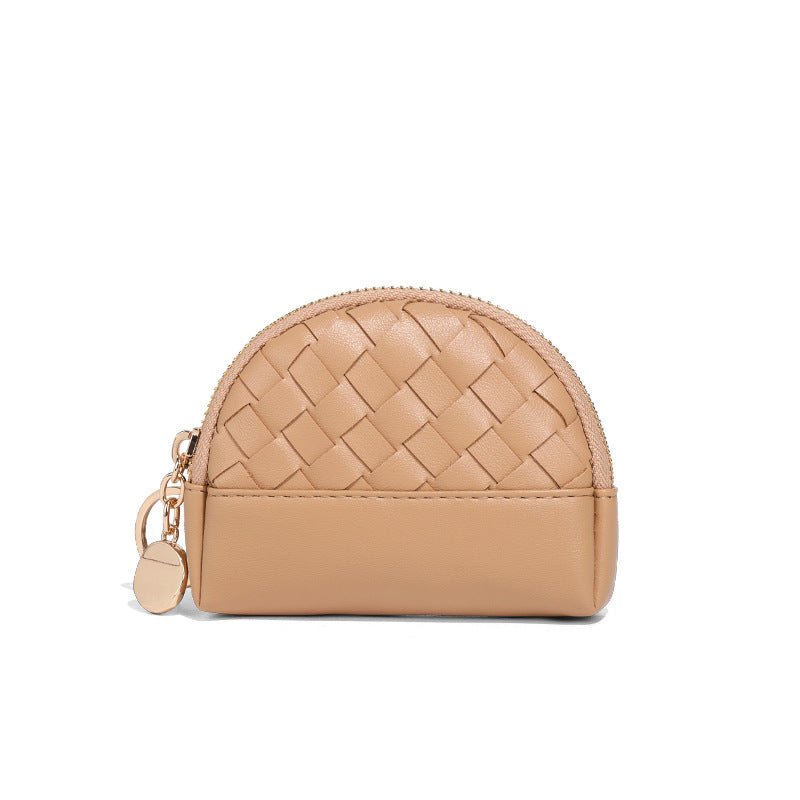 2025新款女包手工编织女钱包简约零钱包钱夹PU皮革小拉链化妆包包