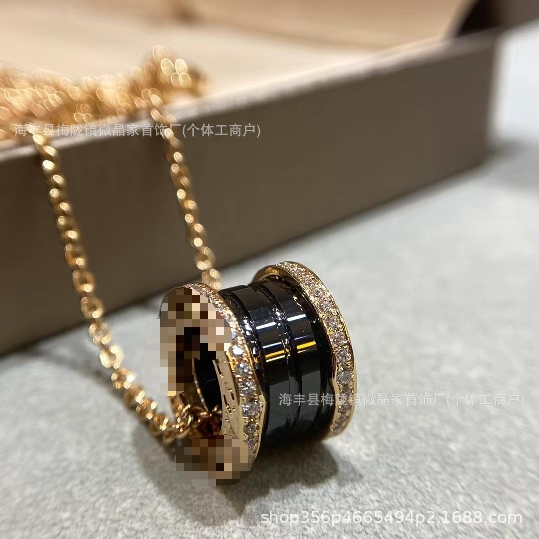 Bv高版本宝家小红人铆钉项链新款慈善款经典黑白陶瓷项链CNC精工