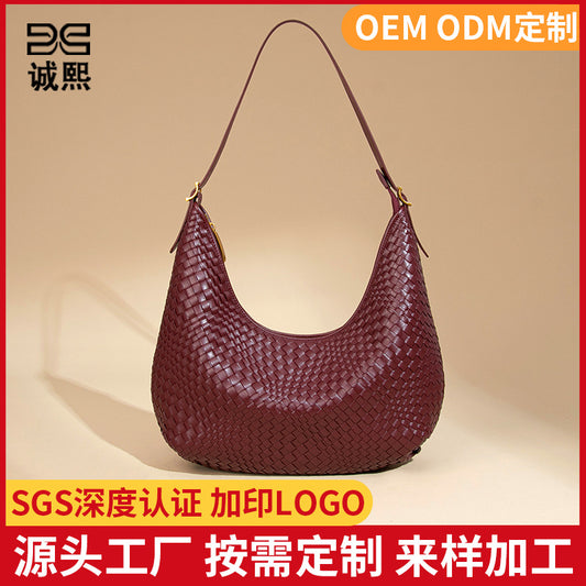 韩版大容量定制手工编织包包女时尚单肩腋下包休闲百搭手提托特包