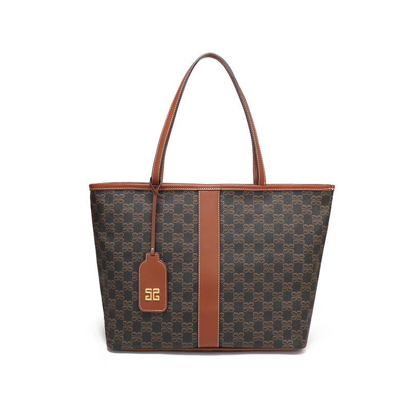 高级感大容量老花手提托特包时尚潮流大容量购物袋休闲单肩腋下包