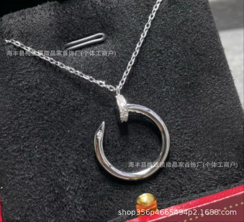 高版本卡家满钻钉子项链女潮流轻奢名媛同款高级感锁骨链厂家直销