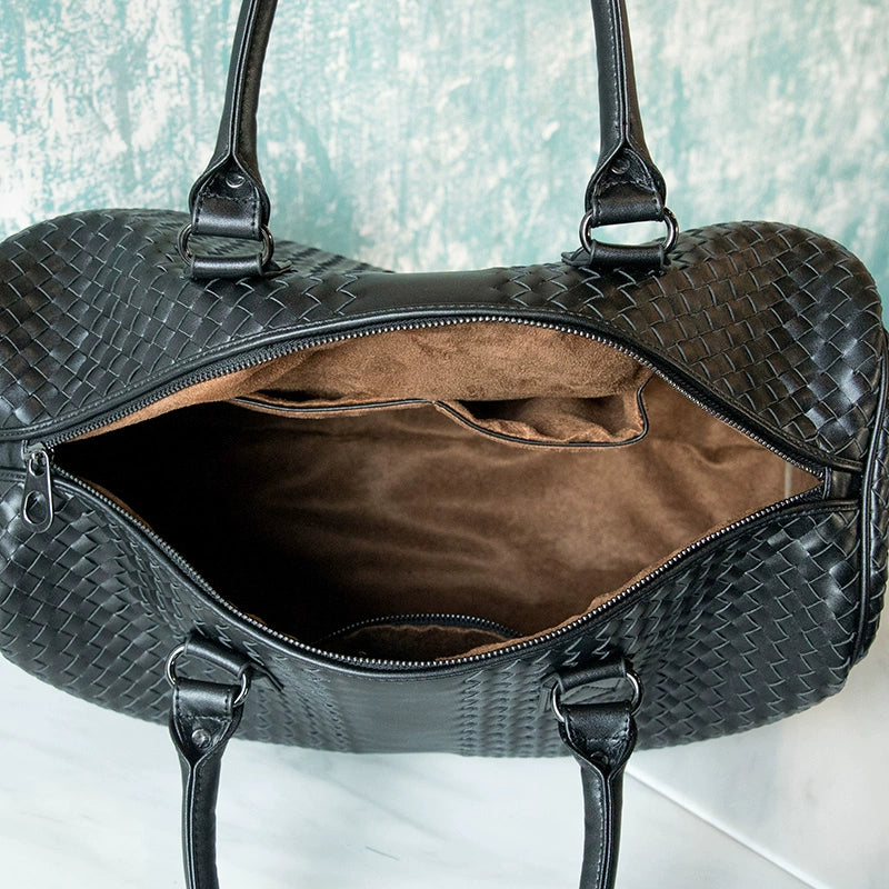 旅行包男手提出差大容量短途旅游行李袋编织男包单肩斜挎包健身包