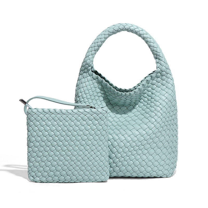 韩版时尚编织子母包纯色百搭简约手提包新款轻奢小众单肩斜挎女包