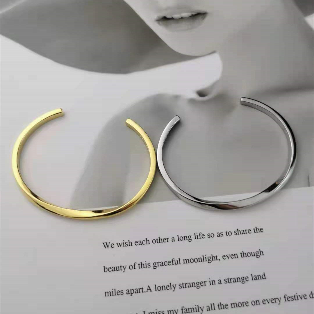 赛家2021新款光面扭转手镯女高级感极简风气质几何不规则扭扭手环