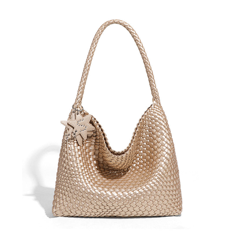 工厂定制大容量单肩腋下托特包时尚手工编织包女士手提百搭子母包