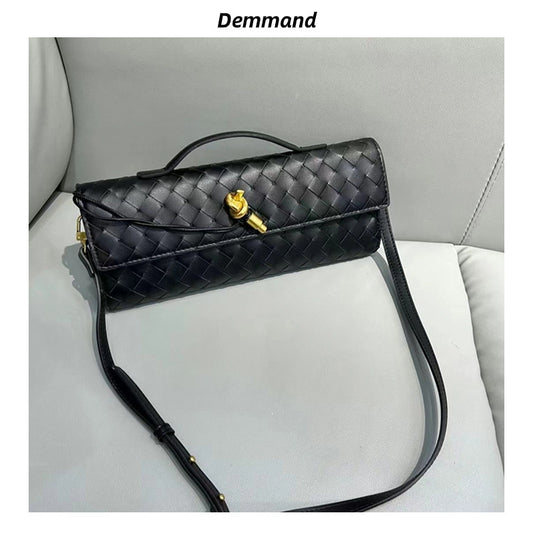 2024新款编织晚宴包牛皮手提包高级横款手提包单肩斜挎包优雅