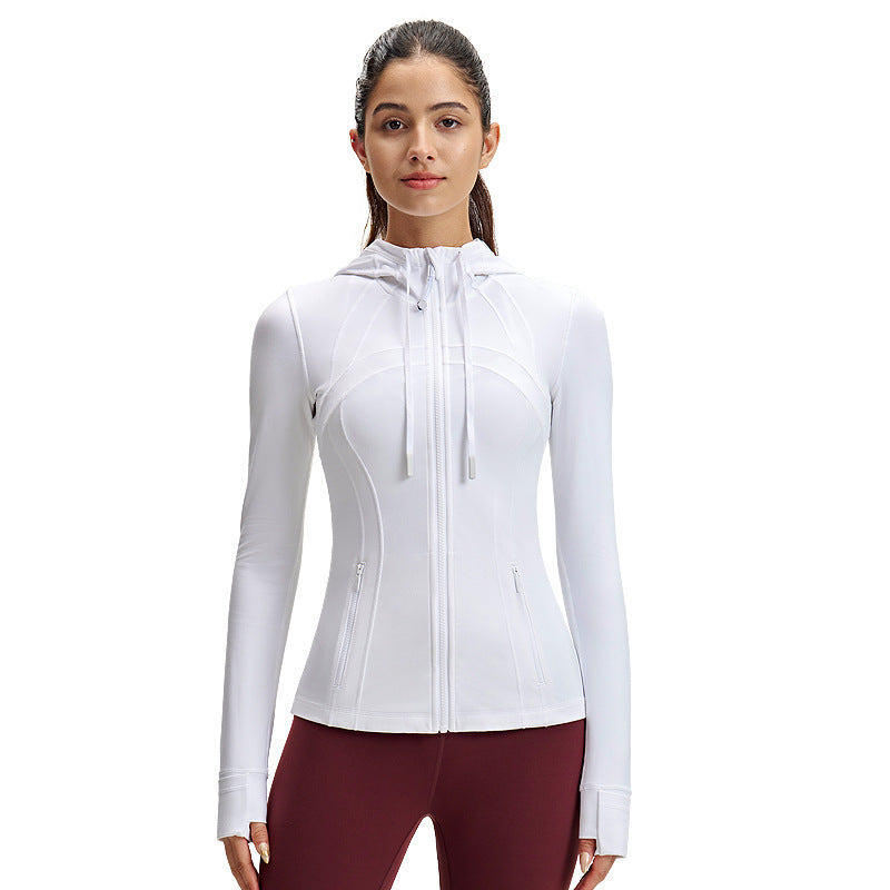 lulu连帽瑜伽服女修身显瘦拉链上衣速干健身服长袖户外运动外套