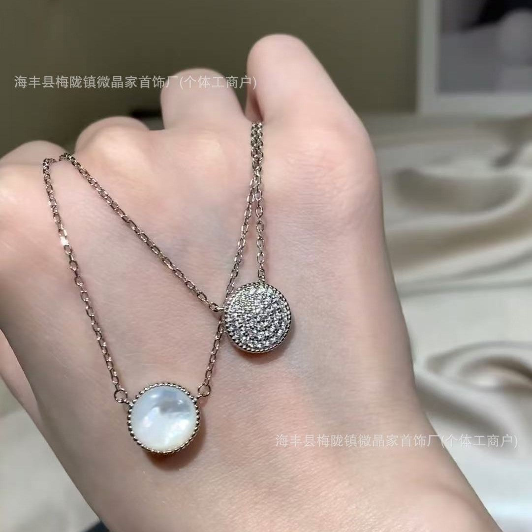 D家高版本新款满钻罗盘项链白贝母八芒星幸运罗盘项链厂家直销