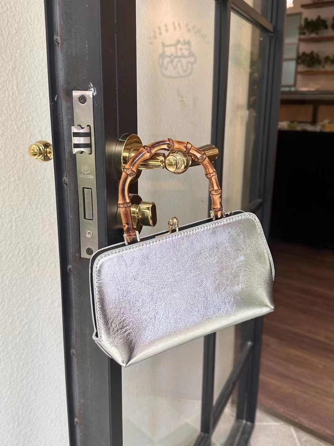 真皮头层牛皮包包女士2024新款欧美时尚竹节手提包单肩斜挎夹子包