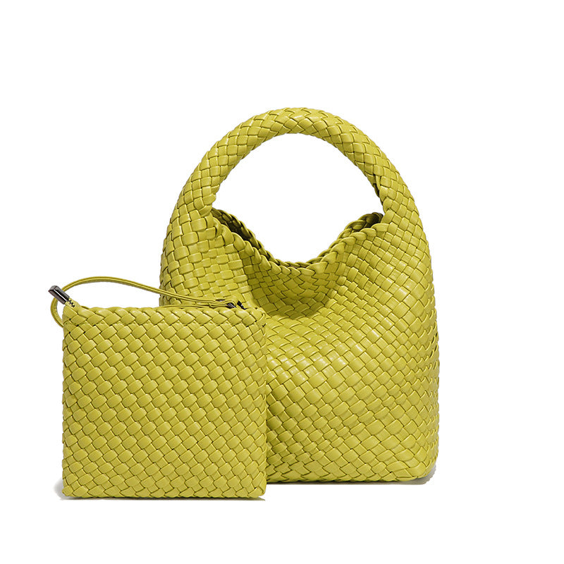 女包工厂2025新品手工编织包包女单肩斜挎腋下手提时尚子母托特包