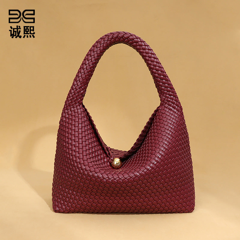 时尚新品小金球手工编织女包质感潮流小众单肩腋下包大容量手拎包