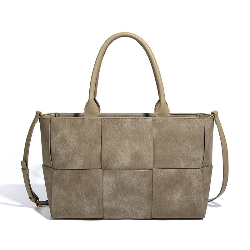 新款磨砂大容量手拎女包高级感跨境潮流编织商务包时尚单肩斜挎包