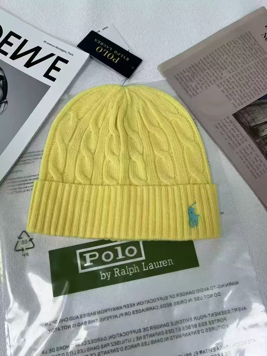 Polo小马标秋冬男女刺绣羊毛针织帽保暖毛线帽冷帽加厚成人帽现货