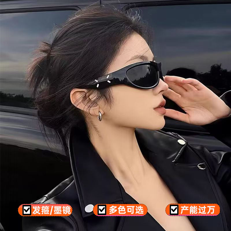 新款发箍墨镜女高级感2025年网红同款辣妹未来感防晒头箍太阳眼镜