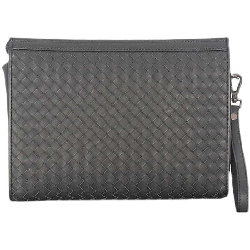 X&BV新款男士包包真皮休闲商务手拿包男时尚大容量编织潮牌手包男